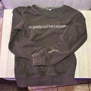 Trendy Slogan Crew Neck Sweater - Charcoal